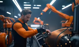 a worker working on an industrial machinery line
