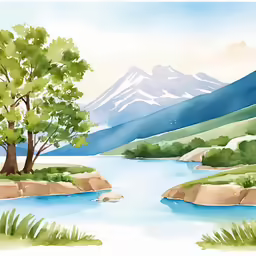 a river near a mountain covered with grass