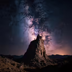 a very tall star filled sky at night