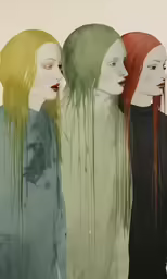a group of three women standing next to each other
