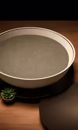 a round object on display with other things in it