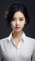 a person with dark hair in a white shirt,a woman with a shaved head is wearing white