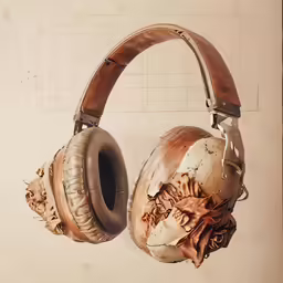 an old pair of headphones with a peeling face