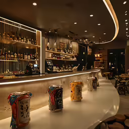 a bar filled with lots of items on display