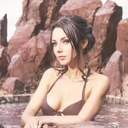 this is an image of a woman posing in water