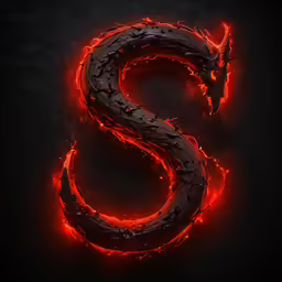 a dark background with some red glowing letters
