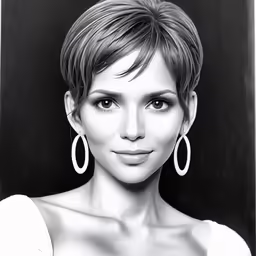 a drawing of a woman with large hoop earrings on