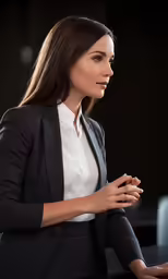 a young woman standing in a conference area