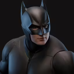 the image shows a man in batman costume
