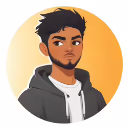 a drawing of a man looking in the same direction as the drawing on a flat surface