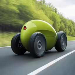 a green buggy on the road
