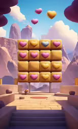 there is a giant cube with hearts flying out of it