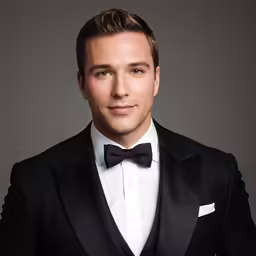 a man wearing a tuxedo and bow tie