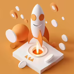 a rocket on a saucer with eggs falling out of it