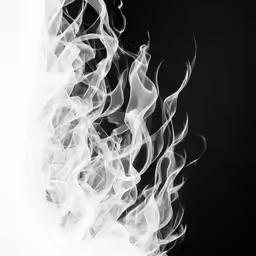 the smoke is white against a black background