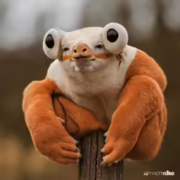 a close - up shot of a small toy monkey with big eyes