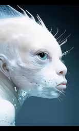 a cat with a white body and blue eyes is looking into the distance