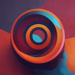 the round object has several different color and pattern,there is a circle that has a point to look at