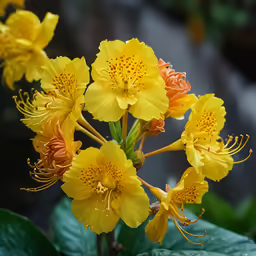 a yellow flower with lots of green leaves