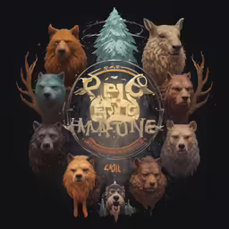 the logo of pig epic interactive and its various animals
