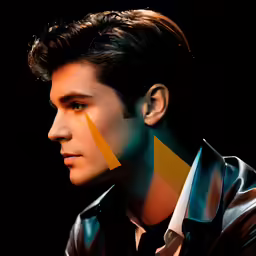 man with double orange triangles on his face