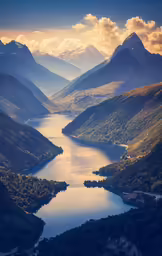 view from the top of a mountain looking down at water