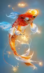 the koi fish floats by in the water