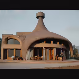 a building with round windows on the top and round roof