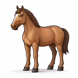 a cartoon horse looking sad while standing