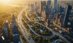an aerial view of city traffic from above