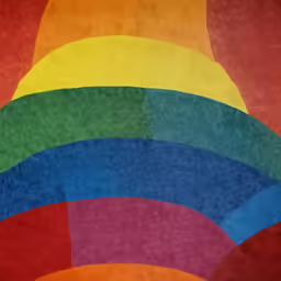 the multicolored image has a red, yellow, green, and blue stripe that matches