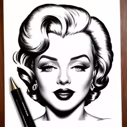 an illustration of a lady with a black and white photo