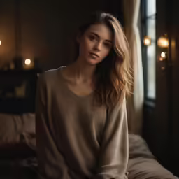 a close up of a person wearing a sweater