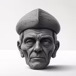 an old man in a cap and a face