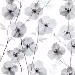 the wallpaper features white flowers on a white background