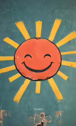 an image of a smiley face drawn on the side of a building