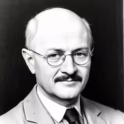 a black and white portrait of a man with glasses