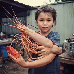 a boy holding some branches outside with his hands