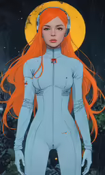 a painting of a woman with long red hair