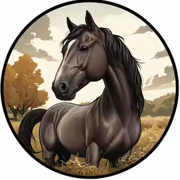 an illustration of a horse in the middle of the frame