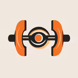 an abstract icon of orange and black shapes