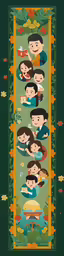 an illustration of many different people in green and yellow