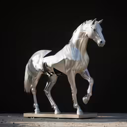 the white horse is on display in the dark