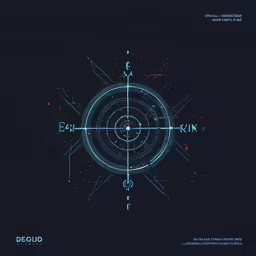 an illustration of a black and blue background with a circular compass on it