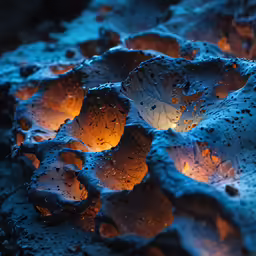 a close up image of rain covered rocks in the ocean