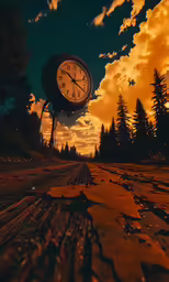 a large clock sitting on top of a wooden floor