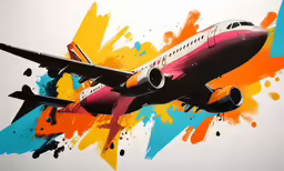 an artistically painted passenger jet airplane in the sky