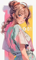 a drawing of a woman in a pink dress and long hair
