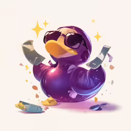 an odd character with sunglasses and a hammer on the ground