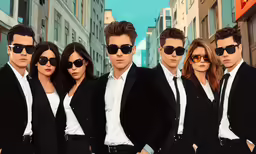 a group of people wearing suits and sunglasses